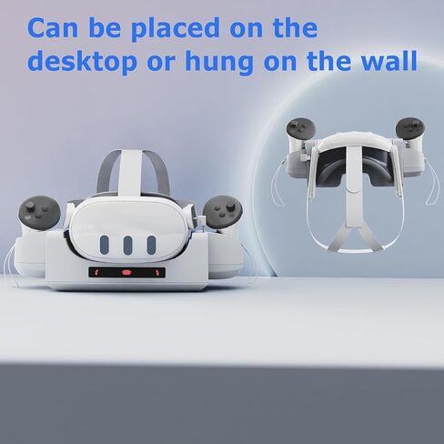 حامل شحن سماعة الرأس VR متوافق مع محطة شحن مثبتة على الحائط من Meta Quest 3، قاعدة شحن مغناطيسية وقاعدة شحن سريعة لسماعات Meta Quest 3 VR وأدوات التحكم، هدية للنساء والرجال in Kuwait