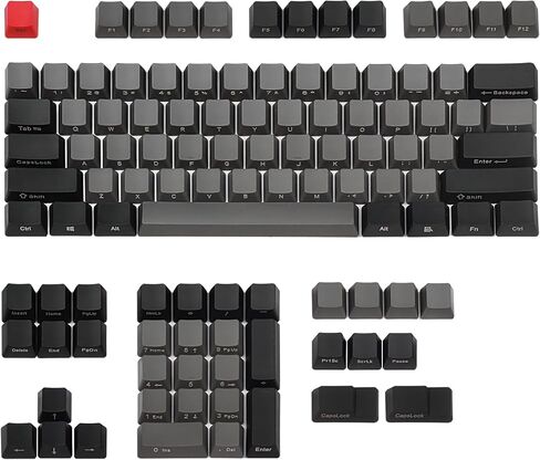 Happy Balls PBT Keycaps Side/Front Print Keycap Set OEM Profile Non-Backlit Thick Cherry MX Key Caps with Key Puller for 60%/87 TKL/104/108 MX Switches Mechanical Keyboard(Black Gray Combo) in Kuwait