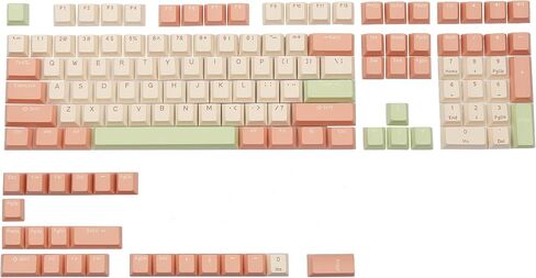 Happy Balls Doubleshot PBT Keycaps Cherry Profile Keyset US-ANSI Layout Key Caps for 61/68/75/81/84/87/98/104/108 MX Switches Mechanical Keyboards (Peach Pink Keyset) in Kuwait