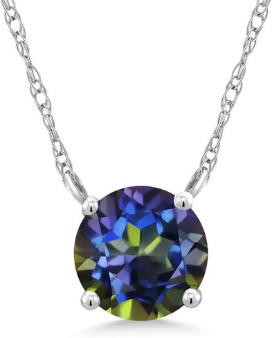 عقد من الذهب الأبيض عيار 18 قيراط من Gem Stone King للنساء (0.70 قيراط، حجر بخت شهر نوفمبر، دائري 5 مم، سلسلة 18 بوصة) in Kuwait