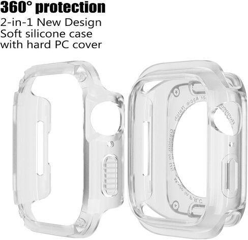 BOTOMALL Soft Silicone Bumper with PC Cover Compatible with Apple Watch Case 40mm 41mm Series 9 8 SE2 7 6 SE 5 4,Military Grade Durable Slim Protector for iWatch Men Women [No Screen Protector]-Clear in Saudi Arabia