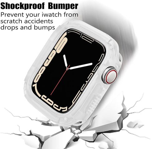 BOTOMALL Soft Silicone Bumper with PC Cover Compatible with Apple Watch Case 40mm 41mm Series 9 8 SE2 7 6 SE 5 4,Military Grade Durable Slim Protector for iWatch Men Women [No Screen Protector]-Clear in Saudi Arabia