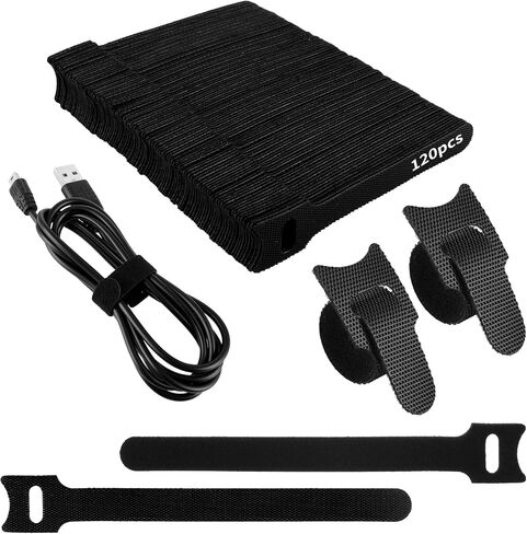 120pcs 6 Inch Reusable Cable Ties, T Type Black Cable Management Cord Organizer Adjustable Reusable Zip Ties Cord Organizers For Homes, Offices And Garages And Data Centers(12x100mm) in Saudi Arabia