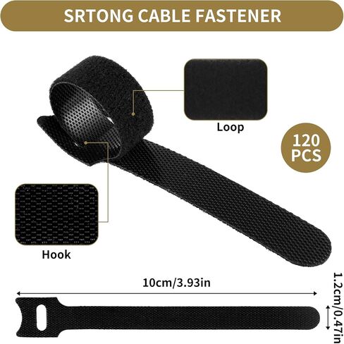 120pcs 6 Inch Reusable Cable Ties, T Type Black Cable Management Cord Organizer Adjustable Reusable Zip Ties Cord Organizers For Homes, Offices And Garages And Data Centers(12x100mm) in Saudi Arabia