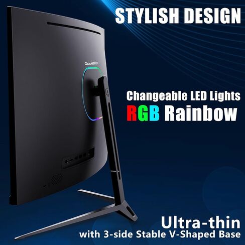 شاشة ألعاب منحنية مقاس 27 بوصة، 165 هرتز QHD (2560×1440)، 1 مللي ثانية، FreeSync، Eye Care HDR 100% sRGB، شاشة R1500 منحنية 16:9 واسعة مع HDMI × 2 DisplayPort × 2، مكبرات صوت مدمجة، VESA، قابلة للتعديل in Saudi Arabia