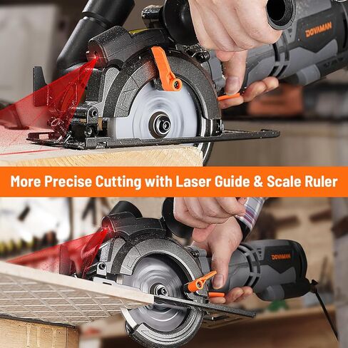 DOVAMAN Circular Saw, 5.8A 4-1/2" Compact Circular Saw w/Contractor Bag, Laser Guide, Metal Auxiliary Handle, Multi-Material Cuts w/ 6 Saw Blades, Tool-Free Adjustment of Angle & Depth (Max 1-11/16") in Saudi Arabia