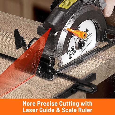 DOVAMAN Circular Saw, 5.8A 4-1/2" Compact Circular Saw w/Contractor Bag, Laser Guide, Metal Auxiliary Handle, Multi-Material Cuts w/ 6 Saw Blades, Tool-Free Adjustment of Angle & Depth (Max 1-11/16") in Saudi Arabia