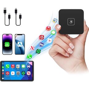 2 in 1 Wireless CarPlay Adapter 2024 | Fit for 99% Cars Factory Wired CarPlay to Wireless | Car Play Dongle Converts Wired to Wireless Android Auto, Plug & Play, Online Upgrade