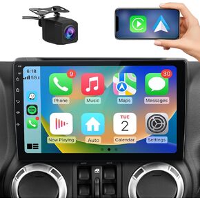 AWESAFE Car Radio Stereo Upgrade 2GB+64GB for Jeep Wrangler JK 2007-2018 Dodge Ram 1500 2500 2009 2010 2011 2012 Grand Cherokee with CarPlay