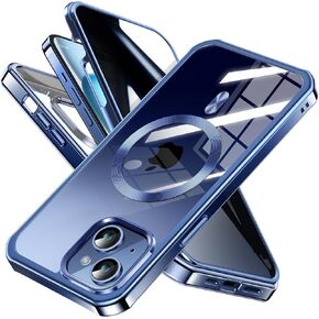 Privacy 3 in 1 Magnetic Case for iPhone 16 Pro Max, [CD Mag Ring+Plating Frame][Compatible with MagSafe] Military Protective Phone Case Cover with Built in Screen Protector 6.9 inch Men Women,Gold