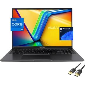 ASUS Vivobook 16 Laptop, 16" WUXGA IPS Micro-Edge Display, 12th Gen 10-Cores i7-1255U (Up to 4.7 GHz), 40GB RAM, 1TB PCIe SSD, Keypad, 180° Lay-Flat, Webcam, BT, USB-C, PDG HDMI Cable, Win 11 Pro