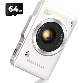 Digital Camera, Upgrade FHD 1080P Digital Camera for Kids with 64 GB SD Card,16X Zoom Anti-Shake, Compact Small Camera for Teens Adult Beginner Idea Christmas Birthdays Gift,Pink