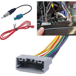 3 PCS Car Radio Stereo Wiring Harness Kit, Audio DVD Conversion Power Speaker Wiring Harness Socket, Replacement Modification Accessories, for Jeep Compass/Wrangler/Dodge (Multicolored)