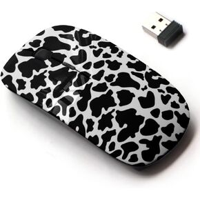 2.4G Wireless Mouse with Cute Pattern Design for All Laptops and Desktops with Nano Receiver - Texture Cow Hide Wallpaper
