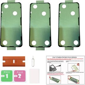 3Pcs Galaxy S24 Plus Back Cover Pre-Cut Tape, Back Door Cover Adhesive Double Sided Tape Replacement for Samsung Galaxy S24 Plus with Tools and Instruction