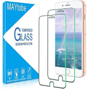 MAYtobe [2 Pack] Tempered Glass For iPhone 8 Plus, 7 Plus, 6S Plus, 6 Plus Screen Protector, Bubble Free, Case Friendly, Easy to Install