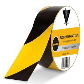WESTWOLFS Black & Yellow Safety Tape - Pack of 2, 2 Inch 108 Feet Sturdy Floor Tape - Warning Tape for Marking Construction Sites and Hazardous Areas, Water Proof Caution Tape
