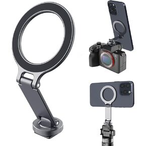 Orzero Camera Cold Shoe Magnetic Phone Holder Flexible Phone Tripod Mount Adapter for DJI Ronin SC iPhone 16/15/14/13/12 Series Samsung Canon Nikon DSLR Photography (Grey)