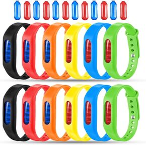 Mosquito Repellent Bracelets 12 Pack, Individually Wrapped Mosquito Repellent Bands for Kids Adults, Waterproof Mosquito Repellent Wristbands Indoor Outdoor Protection UP to 720Hrs (12 Extra Refills)