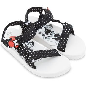 Disney Ladies Minnie Mouse Strap Sandals - Ladies Classic Minnie Mouse Double Strap Sandals Slip On Sandal Shoes