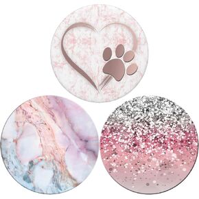 Foldable Telephone Support, Mobile Phones and Tablets, The Grip (3 Pack)-Pink White Marble Flash Point