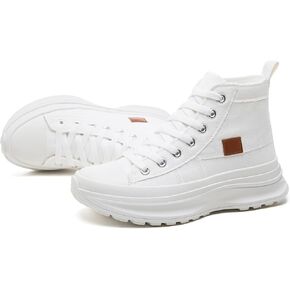 Witwatia High Top Sneakers for Women Canvas Shoes Comfortable Platform Sneakers Casual Lace Up High Top Tennis Shoes Breathable Walking Shoes