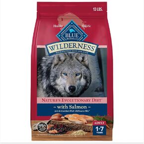 Blue Buffalo Wilderness High Protein Natural Adult Dry Dog Food plus Wholesome Grains, Salmon 13 lb bag