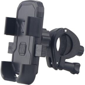 Phone Holder for Microphone Stand/Selfie Stick/Tripods/Boat Railing, Adjustable Mic Stand Holder for iPhones All Smartphones, Fits for 11mm-17mm Tubes (Very Small Clamp)