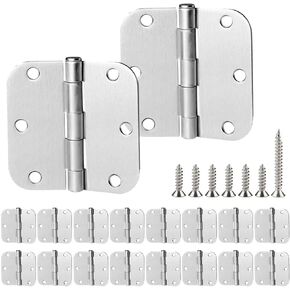 30 Pack Satin Nickel Door Hinges 3.5 inch Brushed Nickel Hinges Rounded 5/8"Radius Corners Bedroom Residential Standard Indoor Door Hardware Hinge