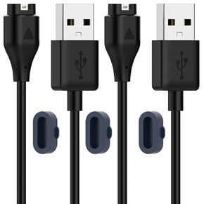 2 Pack Charger for Garmin forerunner 645/vivomove sport,Compatible with Garmin fenix 6/Swim 2,USB A Charging Cable Dock Cord 3.3ft/1M with Charger Port Dust Plug