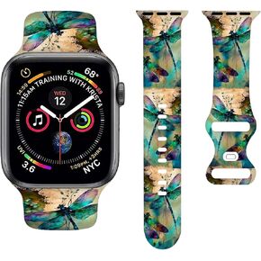 أساور زهور زهرية متوافقة مع سوار ساعة Apple 38 مم 40 مم 41 مم 42 مم 44 مم 45 مم 49 مم، حزام سيليكون متوافق مع iWatch Bands Ultra Series SE 9 8 7 6 5 4 3 2 1 للنساء والرجال