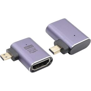 RIIEYOCA 90 Degree Left Angle UHD 8K Micro HDMI to HDMI Adapter,Standard 48Gbps High Speed 2.1 Extender Micro HDMI Male to HDMI Female Support 8K@60Hz,4K@120Hz for Laptop,Cameras,DSLR(2pack)