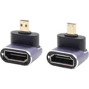 محول RIIEYOCA بزاوية 90 درجة يسار UHD 8K Micro HDMI إلى HDMI، قياسي 48 جيجابت في الثانية عالي السرعة 2.1 موسع Micro HDMI ذكر إلى HDMI أنثى يدعم 8K@60 هرتز، 4K@120 هرتز لأجهزة الكمبيوتر المحمول، والكاميرات، وDSLR (عبوتان) in Kuwait