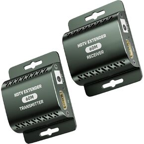HDMI Extender Over Cat5e/Cat6, HDMI Over Ethernet, HDMI Extender 1080P Transmit Up to 196Ft(60m), HDMI Over Cat5/Cat6, HDMI To Ethernet Adapter, Ethernet to HDMI Adapter, HDMI Transmitter and Receiver