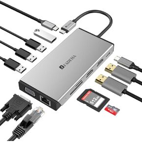 2024 USB Docking Station USB C HUB USB 3.0 to Dual HDMI VGA Adapter, Triple Display USB C Laptop Computer Docking Station Dual Monitor HDMI Splitter Extender Compatible with MacBook M1 M2 USB Dock