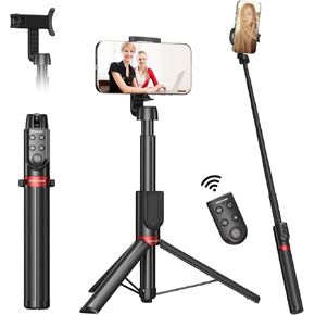 Newmowa Phone Remote Selfie Stick, Extendable Tripod with Rechargeable Detachable Remote for iPhone Video Photo Shooting/Zooming/Lens Switching, Compatible with iPhone 11 and Above(iOS 15 Above)