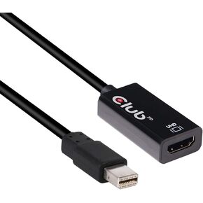 Club 3D CAC-1180 Mini DisplayPort 1.4 to HDMI 2.0B HDR Adapter Supports 4096X2160@60Hz High Dynamic Range, Black