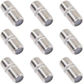 10 Pack Coaxial Cable Connector, RG6 Coax Cable Extender F-Type Silvery Plated Adapter Female to Female for TV Cables, Satellite Receiver, VCR and Cable Modem