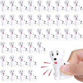 Poen Rubber Dalmatian Dog Bath Toys Bulk Mini Dalmatian Figures Float Squeaky Toys for Baby Shower Birthday Party Cake Decoration 100th Day of School Gift, 2.2 x 1.6 x 1.3 Inches(100 Pcs)