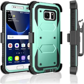 Galaxy S7 Case, Tekcoo® [TShell Series] [Black] Shock Absorbing [Built-in Screen Protector] Holster Locking Belt Clip Defender Heavy Case Cover for Samsung Galaxy S7 S VII G930 GS7 All Carriers