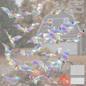 XLDLQU Window Clings for Bird Strikes,60 Pieces Circle Rainbow Window Decals,Non Adhesive Window Rianbiow Stickers Suncatcher Stop Birds from Hitting Glass Windows (60PCS)