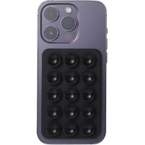 BIAJIYA Silicone Suction Phone Case Adhesive Mount, Non-Slip Sticky Phone Grip for iPhone Android Samsung, Hands-Free Strong Grip Phone Holder for Videos and Selfies (Black)