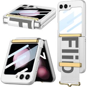 NINKI Compatible Samsung Galaxy Z Flip 6 Case with Screen Protector &Wristband,Silver Shockproof Ultra-Slim Stand Case for Samsung Z Flip 6 Phone Case with Kickstand,Galaxy Z Flip 6 5G Case with Strap