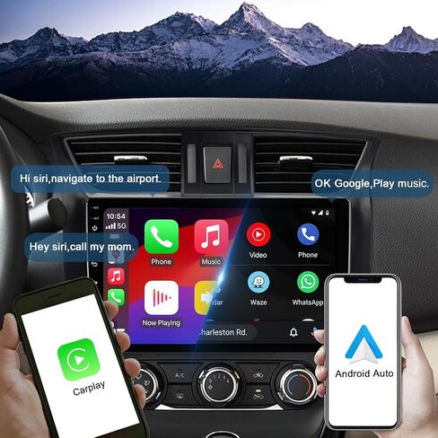 4+64G Android 13 Double Din Car Stereo for Nissan Sentra 2013-2017 with 10.1-Inch Touchscreen Radio Built-in Wireless Carplay/Android Auto/GPS/Bluetooth/FM/AUX-in/Steering Wheel Controls/Backup Camera in Kuwait