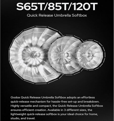 Godox S85T 33.5in/85cm مظلة سريعة التحرير سوفت بوكس ​​مع حامل بوين قياسي in Saudi Arabia