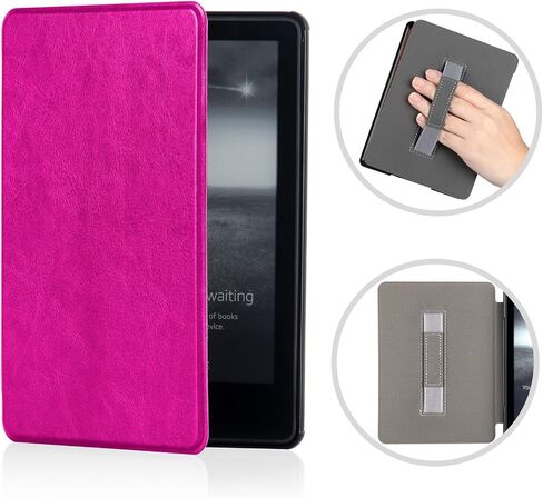 Case for All-New Kindle Case 2022,Kindle 11th Generation Premium Leather Cover with Hand Strap, Full Protective Bumper Shell Case for All-New Kindle, 11th Gen, 2022 Auto-Sleep/Wake Hot Pink in Kuwait