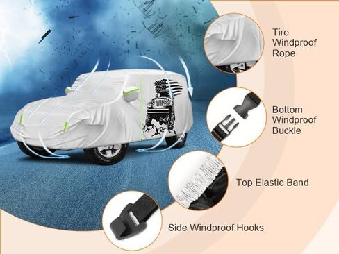 Wrangler Cover Windproof,Waterproof cab Cover for JK/JL 2 Door 2007-2023 Hard TOP ONLY, Exterior Covers Sun Rain Wind Snow Protection, Extra Mirror Cover, Storage Bag in Saudi Arabia