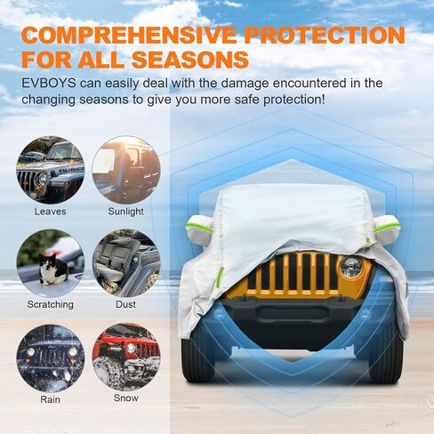 Wrangler Cover Windproof,Waterproof cab Cover for JK/JL 2 Door 2007-2023 Hard TOP ONLY, Exterior Covers Sun Rain Wind Snow Protection, Extra Mirror Cover, Storage Bag in Saudi Arabia