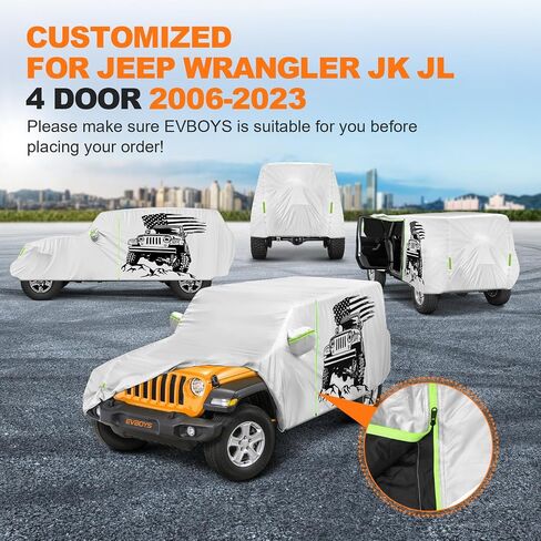 Wrangler Cover Windproof,Waterproof cab Cover for JK/JL 2 Door 2007-2023 Hard TOP ONLY, Exterior Covers Sun Rain Wind Snow Protection, Extra Mirror Cover, Storage Bag in Saudi Arabia