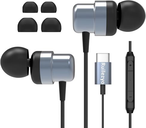 USB C Headphones for Samsung Galaxy A55 A35 A54 A53 S24 Ultra S23 S22 S21 FE S20 Google Pixel 9 Pro/8 Pro/iPhone 15/15 Pro/15 Plus Magnetic Wired Earbuds in-Ear Type C Earphones Mic Volume Control in Kuwait